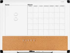 img 4 attached to VUSIGN 2-In-1 Monthly Whiteboard And Cork Board Combo, 18" X 24" Planning Board With Silver Aluminium Frame