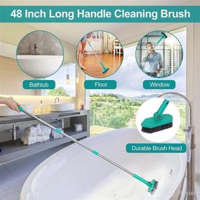 img 1 attached to 🧹 SUKESIAI Cleaning Brush: 48 Inch Long Handle with Hook - Shower, Tub, and Tile Scrubber for effective Bathroom Cleaning