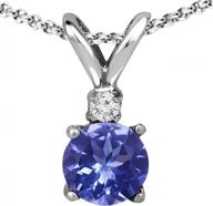 luxurious genuine diamond and tanzanite pendant in sterling silver with 18'' chain - perfect gift for women! logo