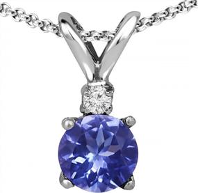 img 3 attached to Luxurious Genuine Diamond And Tanzanite Pendant In Sterling Silver With 18'' Chain - Perfect Gift For Women!