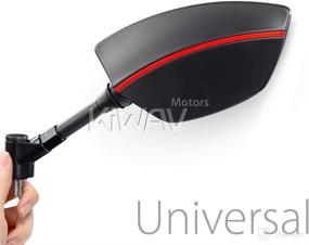 img 4 attached to KiWAV Aftermarket Side Mirrors Rear View - Black/Red Line, Convex Adjustable Universal - 10mm/8mm - Motorcycles, Chopper, Bobber, Cafe Racer, Scooters, E-bike, ATV, Quad, Custom Project