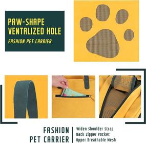 img 2 attached to 🐱 Pet&amp;i Fashion Cat Carrier Bag - Stylish Dog Purse for Small Dogs and Cats, Up to 11 lbs - Soft Yellow Sling for Travel