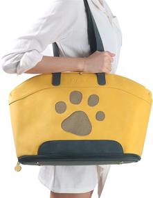 img 4 attached to 🐱 Pet&amp;i Fashion Cat Carrier Bag - Stylish Dog Purse for Small Dogs and Cats, Up to 11 lbs - Soft Yellow Sling for Travel