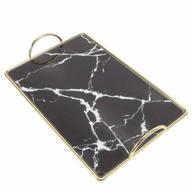 rectangular glass vanity tray with white and black marbling - ideal for makeup, perfume, jewelry and home decor - zosenley cosmetic organizer tray for dresser, counter and coffee table logo