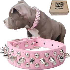 img 4 attached to 🐶 TEEMERRYCA Adjustable Studded Dog Collars: Microfiber Leather, Squeak Ball Gift, for Cats/Pit Bulls/Bulldogs/Pugs