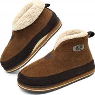 men's winter slippers memory foam booties with sherpa plush lining, non-slip rubber sole, indoor/outdoor 7-14 logo