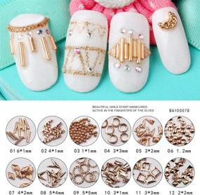 img 3 attached to Rose Gold Rivet 3D Nail Decoration DIY - Indexu Mixed Shaped Nail Art Decals Tips