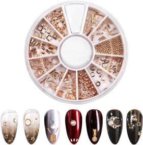 img 4 attached to Rose Gold Rivet 3D Nail Decoration DIY - Indexu Mixed Shaped Nail Art Decals Tips