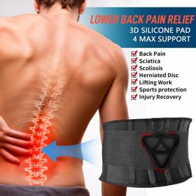 img 3 attached to FEATOL Back Brace For Lower Back Pain Relief, Back Support Belt For Heavy Work Lifting, Back Pain, Sciatica, Scoliosis, Herniated Disc Lumber Support Back Brace With Removable Ergonomically Designed 3D Silicone Lumbar Pad For Men & Women (Waist Size: 24''-29'')