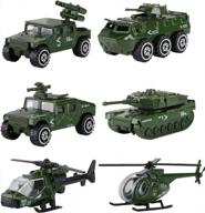 6-pack hautton diecast military toy vehicles: tank, panzer, attack helicopter, and more for kids' army playset логотип