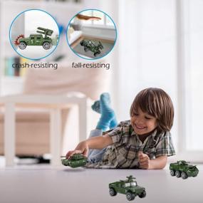 img 2 attached to 6-Pack Hautton Diecast Military Toy Vehicles: Tank, Panzer, Attack Helicopter, and More for Kids' Army Playset