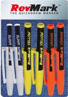 revmark bright series industrial marker - 6 pack - made in usa - replaces paint marker for metal, pipe, pvc - assorted colors logo