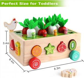 img 3 attached to Gift Toy For Baby Boys Girls 1-3 Years Old: SKYFIELD Montessori Wooden Garden Color Shape Fruit Sorting Orchard Cart Farm Game - Develop Fine Motor Skills!