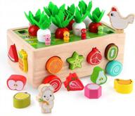 gift toy for baby boys girls 1-3 years old: skyfield montessori wooden garden color shape fruit sorting orchard cart farm game - develop fine motor skills! logo