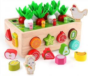 img 4 attached to Gift Toy For Baby Boys Girls 1-3 Years Old: SKYFIELD Montessori Wooden Garden Color Shape Fruit Sorting Orchard Cart Farm Game - Develop Fine Motor Skills!