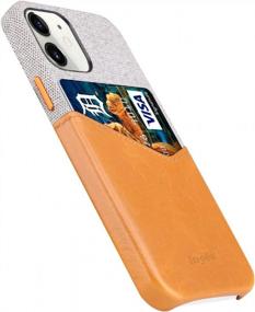 img 4 attached to Чехол Lopie Slim IPhone 12 Mini с гнездом для карты, тканевый чехол из хлопка серии Sea Island с кожаным держателем карты, коричневый защитный чехол для телефона