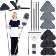 🧹 78-inch microfiber dust mop dusting tool kit - wall mop wall cleaner with long handle baseboard cleaner tool (extension pole included) - microfiber feather duster with 6 washable replacement head pads logo