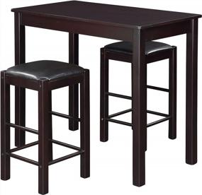 img 2 attached to 3 Piece Dining Table Set: 42" Black Counter Heigh Kitchen Table For Dining Room - LALUZ.