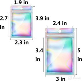 img 3 attached to 🌈 200 Pieces Resealable Smell Proof Bags - Self-Sealing Flat Foil Pouch Bag - 2.3 x 3.9 Inch and 3 x 5 Inch Mylar Ziplock Food Candy Storage Bags in Holographic Rainbow Color