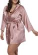 allegrace women plus size satin wrap front kimono robes short pajamas with belt logo