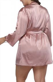 img 2 attached to ALLEGRACE Women Plus Size Satin Wrap Front Kimono Robes Short Pajamas With Belt