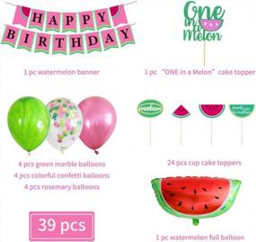 img 2 attached to Watermelon Theme First Birthday Party Supplies - Happy Birthday Banner, Foil And Latex Confetti Balloons, Pink And Green Decorations For Summer Fruit Themed Celebration