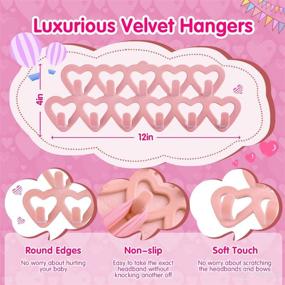 img 1 attached to 🎀 SKYNEO Baby Girls Headbands Holder: Organize and Display Baby Bow Accessories with Heart-Shape Velvet Hangers (Light Pink)