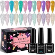 sparkling 12pc set of mizhse reflective jelly glitter gel nail polish, perfect for flashy disco events and home manicures, translucent soak-off formula for compatibility with uv and led lamps - 7ml логотип