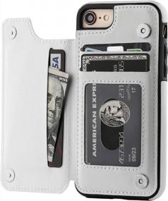 img 4 attached to ONETOP For IPhone SE(2022) IPhone SE(2020) IPhone 7/8 Wallet Case With Card Holder, Premium PU Leather Kickstand Card Slots, Double Magnetic Clasp And Durable Shockproof Cover 4.7 Inch(White)