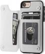 onetop for iphone se(2022) iphone se(2020) iphone 7/8 wallet case with card holder, premium pu leather kickstand card slots, double magnetic clasp and durable shockproof cover 4.7 inch(white) logo