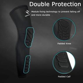 img 1 attached to 2 Pack Knee Calf Padded Leg Thigh Compression Sleeve Sports Protective Gear Shin Brace Support For Football Basketball Volleyball Soccer Baseball Tennis Youth Kids Adult - HOPEFORTH