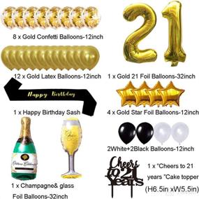 img 3 attached to 🎉 Gold 21st Birthday Party Supplies - Cheers To 21 Years Banner Balloons and Cake Topper, Happy Birthday Sash, Gold Tinsel Foil Fringe Curtains, for Birthday and Anniversary Decorations