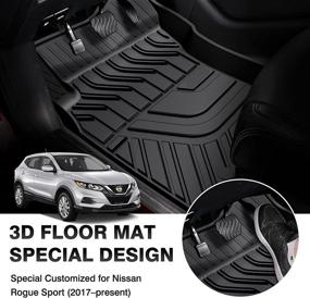 img 3 attached to 🚗 T TGBROS Custom Fit for Car Floor Mats 2017-2022 Nissan Rogue Sport: All-Weather Liners Front & Rear, Non-Slip TPE, Odorless – Full Set