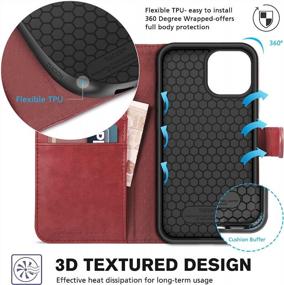 img 1 attached to TUCCH Case Wallet For IPhone 13 Pro Max 5G, Magnetic PU Leather Stand Flip Folio Phone Cover With TPU Protective Inner Shell, RFID Blocking Card Slots Compatible With IPhone 13 Pro Max, Dark Red