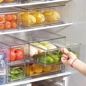 img 3 attached to Штабелируемые ящики холодильника из 3 упаковок: органайзеры для хранения овощей, фруктов, ягод и многого другого!