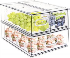 img 4 attached to 3Pack Stackable Fridge Drawers: Refrigerator Storage Organizers For Veggie, Fruit, Berry & More!