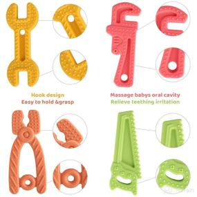 img 1 attached to 👶 Yinghezu 8 Pack Freezable BPA Free Silicone Baby Teething Toys for 0-12 Months - Chewable Baby Molar Teethers in Hammer Wrench Spanner Pliers Hand Saw Shapes - Ideal Car Seat Toy for Baby Girls and Boys