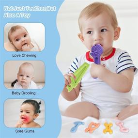 img 2 attached to 👶 Yinghezu 8 Pack Freezable BPA Free Silicone Baby Teething Toys for 0-12 Months - Chewable Baby Molar Teethers in Hammer Wrench Spanner Pliers Hand Saw Shapes - Ideal Car Seat Toy for Baby Girls and Boys