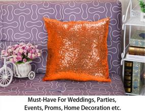 img 1 attached to Designer 12X12 Orange Sequin Throw Pillow Cover - ShinyBeauty Decorative Pillows For Bed & Sofa