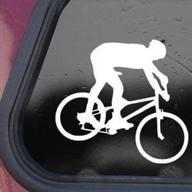 🚵 die-cut white mountain bike biker sticker decal for bicycle логотип