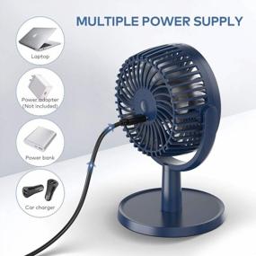 img 1 attached to Compact USB-Powered Desk Fan With Four Speeds, Strong Airflow, And Quiet Operation - 310° Adjustable, Portable Mini Fan For Home, Office, And Bedroom (Navy Blue)