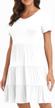 summer dresses for plus size women: casual short sleeve midi dress with flowy tiered design by poseshe logo
