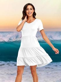 img 2 attached to Summer Dresses For Plus Size Women: Casual Short Sleeve Midi Dress With Flowy Tiered Design By POSESHE