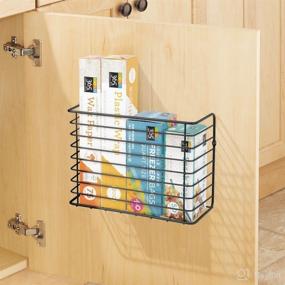 img 3 attached to 🧺 Enhance Kitchen Organization with mDesign Farmhouse Metal Wire Wall & Cabinet Door Mount Kitchen Storage Organizer Basket Rack in Black