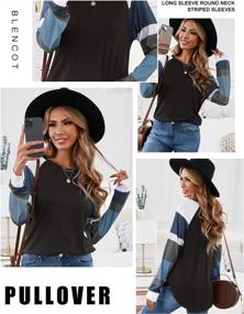 img 3 attached to Women'S Color Block Long Sleeve Tunic Blouse - Lightweight Loose Fit Tops
