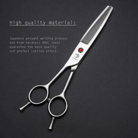 img 3 attached to Premium Left-Handed Grooming Scissors For Pets - 6.5 Inch Japanese 440C Thinning Shear With 46 Teeth And Travel Bag