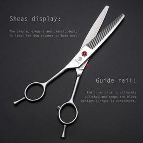 img 2 attached to Premium Left-Handed Grooming Scissors For Pets - 6.5 Inch Japanese 440C Thinning Shear With 46 Teeth And Travel Bag