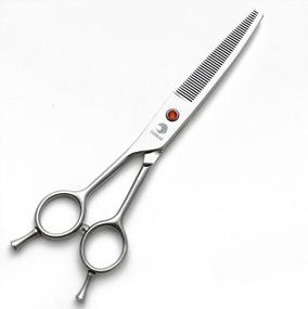 img 4 attached to Premium Left-Handed Grooming Scissors For Pets - 6.5 Inch Japanese 440C Thinning Shear With 46 Teeth And Travel Bag