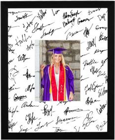 img 4 attached to GraduatePro 11X14 Выпускная доска для подписи Фоторамка с ковриком 5X7 для подписи в гостевой книге на свадьбу, день рождения, черный с белым ковриком