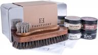 complete shoe care set by footfitter - horsehair brushes, shoe cream/polish, shine cloth, and tin for daily maintenance and restoration logo